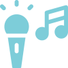 Icon of a microphone and musical note